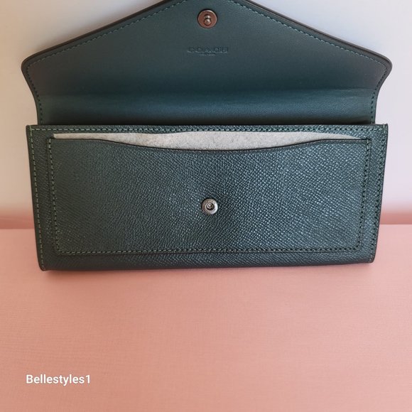 COACH Wyn Envelope Crossgrain Leather Wallet- Forest color - Picture 12 of 16